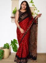 Cotton Red Daily Wear Printed Saree